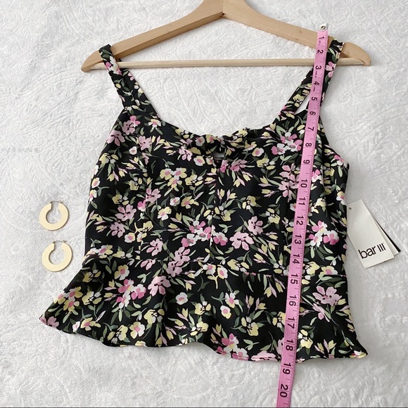 NWT Bar III Floral Cropped Peplum Cut Out Bow Chest Tank Top - Picture 4 of 11
